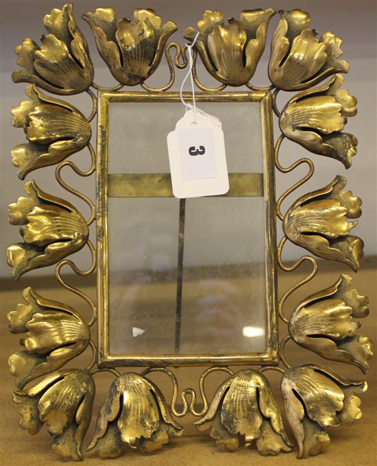 Art Nouveau brass floral photo frame